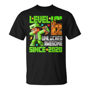 T-shirt per il 6° compleanno 2020 con stampa 'Level 6 Unlocked Awesome' per ragazzi, T-shirt promozionale per il 6° compleanno 2020 con stampa 'Unlocked Awesome' - Product Image 2