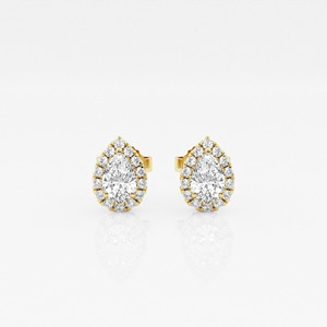 Pendientes de tuerca con halo de moissanita y diamante, corte pera, plata 925 con baño de oro, ideales para compromiso o fiestas, un regalo perfecto para esposas. - Product Image 1