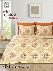 Traditional Indian Reversible Cotton Coverlet 2 <b>Quilted</b> Pillow Covers All Season Bedspread <b>for</b> Home Decor Bedding <b>for</b> <b>Bed</b> Use - Product Image 2
