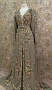 NUEVO ELEGANTE Y HERMOSO TRABAJO DE BORDADO EN VESTIDO CAFTÁN CON CUENTAS DE CRISTAL EMBELLECEDADAS, PIEDRA, SECUENCIA, TRABAJO DE DABKA @ 2024 - Product Image 2