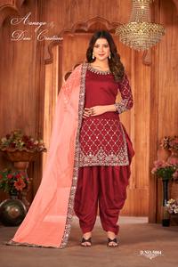 Increíble Ropa Étnica India y Pakistaní de Color, Salwar Kameez de Seda Artística con Dupatta y Bordado, Suministro al por Mayor - Product Image 3