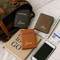 Porte-cartes de visite et passeport en similicuir fin personnalisé, portefeuille de voyage étanche avec clip, gravure au laser, design français