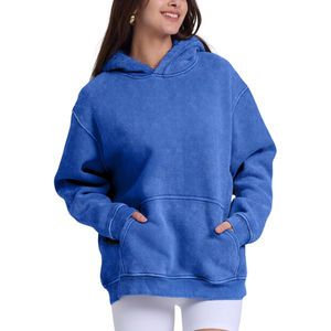 Sweat-shirts à capuche pour femmes en molleton lourd surdimensionné, lavage à l'acide, écologiques, respirants, séchage rapide, brodés, 100% coton - Product Image 1