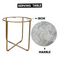 Petite table d'appoint ronde moderne en métal avec dessus en marbre de haute qualité, parfaite pour la décoration du salon, de la chambre ou du bureau.