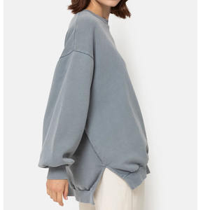 Sudadera Holgada de Invierno para Mujer, Tejida, 100% Algodón, Bordada, Transpirable, Gruesa, de Felpa, con Logotipo Frontal - Product Image 4