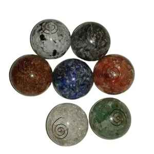 Vente en gros de sphère d'orgone unakite boule de guérison énergétique en cristal faite à la main bobine de cuivre mascotte de pierres précieuses pour la méditation Reiki Home Decor - Product Image 6