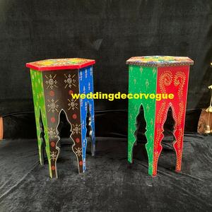 Taburete de madera pintado a mano, taburete decorativo de elefante, diseño creativo, vintage, indio, más vendido - Product Image 3