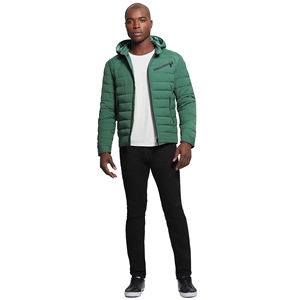 Veste bouffante d'hiver style décontracté pour hommes, longue capuche chaude, fermeture à glissière, cuir véritable, tissu respirant, état neuf - Product Image 2
