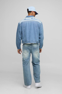 Chaqueta de Mezclilla Gruesa de Poliéster/Algodón con Cierre, Estilo Casual y Ecológico para Invierno, con Lavado Claro - Product Image 2