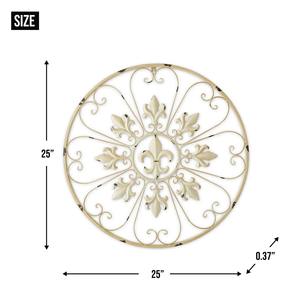 Décoration murale ronde traditionnelle en métal, idéale pour la décoration de mariage, la toile de fond d'événements et la décoration d'intérieurs historiques, en provenance d'Inde - Product Image 2