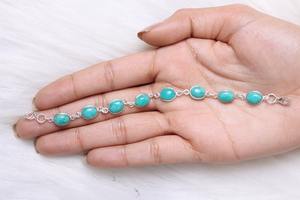 925 Sterling Silver Handmade Gemstone Larimar Spinner Bracelet Jewelry 925 Solid Wedding Gift <b>Fine</b> Silver Best Quality Jewelry - Product Image 4