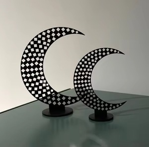 Vajilla Decorativa Multiusos con Acabado Negro en Forma de Luna Creciente para el Festival del Ramadán y el Eid, Decoración Elegante para Mesa - Product Image 1