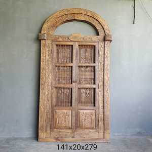 Porte en bois massif artisanale vintage, panneaux sculptés, cadre original, design d'art traditionnel himalayen, Rajasthan, pour chambre à coucher, salon - Product Image 3