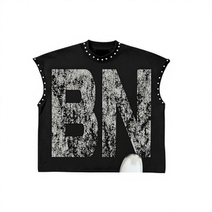 Camiseta sin Mangas con Diseño Personalizado Estampado para Hombre, Estilo Vintage Lavado al Ácido, Ropa Urbana Informal, Chalecos y Camisetas Tejidas, Precios al por Mayor - Product Image 1