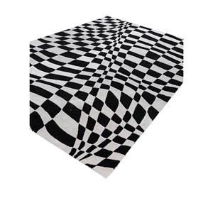 Tapis en laine tufté à la main Contour Ivory, design géométrique rectangulaire pour salon d'adolescents, couloir, largeur 4m, matière viscose Tra-14925 - Product Image 2