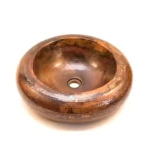 Évier rond en cuivre de designer de qualité supérieure, fabriqué à la main et élégant, pour les cuisines et les salles de bain élégantes - Product Image 1