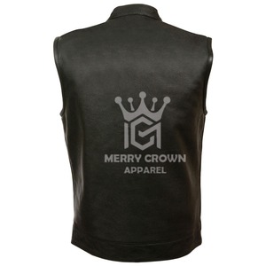 Chaleco de moto de cuero transpirable hecho a mano de tamaño adulto para montar estilo único Chaleco de cuero transpirable para hombres a precio barato - Product Image 2