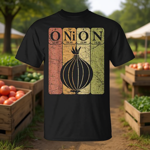 Camiseta retro con elementos de la tabla periódica de los vegetales y el cebolla para agricultores - Product Image 3