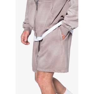 Short d'été pour hommes personnalisé de haute qualité Vintage en détresse lavé à l'acide coton éponge français Streetwear blanc haut motif solide - Product Image 6