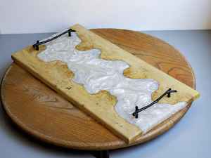 Vajilla decorativa rectangular de madera maciza Real Natural para servir fruta, plato de postre, bandeja para servir café, bandeja para servir café - Product Image 4