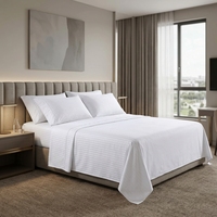 Draps de lit d'hôtel écologiques personnalisés 5 étoiles de luxe 100% coton blanc 40S 1cm rayé 250TC