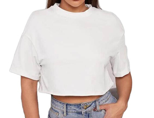 Camiseta corta bonita personalizada para mujer 2024, camiseta Vintage de talla grande en blanco para mujer, Camiseta corta personalizada de alta calidad, camiseta de gran tamaño - Product Image 6