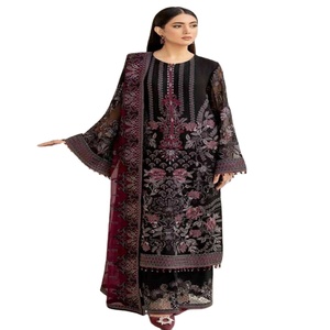 Costume de marque d'origine du pakistan en mousseline de soie de haute qualité élégant et beau costume de super luxe robes de mariée - Product Image 1