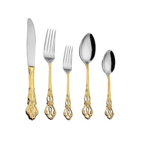El mejor diseño de juego de cubiertos con acabado dorado de latón para utensilios de cocina para servir alimentos, cubiertos para comer, cuchara a buen precio. - Product Image 2