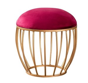 Tabouret de maquillage moderne en métal velours pouf avec rangement pliant pour le salon et l'école - Product Image 6