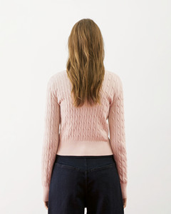 Cárdigan de Punto Trenzado con Cuello Redondo, Transpirable, Antiarrugas, Informal para Mujer, Abrigo de Invierno de Manga Larga, 100% Algodón, Corte Regular - Product Image 2