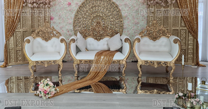 Sofá DE BODA tallado en madera con acabado dorado de lujo, muebles de boda tallados de gama alta para novia y novio real, sofá, silla, eventos, Londres - Product Image 4