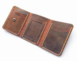 Bolso de mano con diseño de palma para mujer, tarjetero corto de cuero genuino, estilo Vintage, a la moda, para mujer - Product Image 1