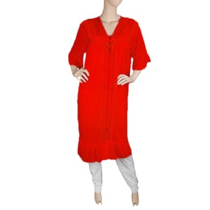 Ensemble de Nuisette en Soie pour Femme 2 Pièces - Taille Unique - Rouge - Product Image 2