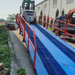 Best Supplier Steel Enduring Grating Container Loading Ramp 10T-G With Banisters Truck Ramp Engine Mechanics Warranty 1 year
