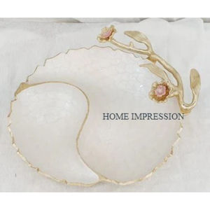 มือจับอะลูมิเนียมเคลือบสีทองทรงกลมทำจากโลหะหรูหราตกแต่งโต๊ะในงานแต่งงานแบบแฟนซีชามเสิร์ฟ - Product Image 3