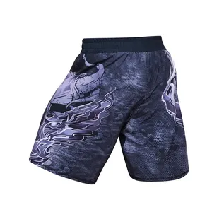 Pantalones cortos de Muay Thai lavados totalmente sublimados unisex bañadores de boxeo con logotipo impreso personalizables poliéster/nailon MMA - Product Image 4