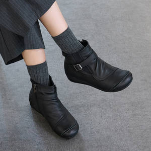 [JSHOE] Handmade Genuine Goat Leather Chelsea Ankle <b>Boots</b> 4.5cm <b>Low</b> <b>Heel</b> Comfort Winter <b>Boots</b> - Product Image 6