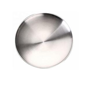 Plaque de présentation en acier inoxydable poli et verre 28 cm argent pour table à manger - Product Image 6