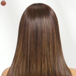 Peluca Bob de <span class=keywords><strong>Cabello</strong></span> Humano 100% Liso Marrón <span class=keywords><strong>con</strong></span> Reflejos Caramelo, Nudos Pre-Decolorados, Sin Pegamento, <span class=keywords><strong>con</strong></span> Encaje Frontal para Mujer - Product Image 2