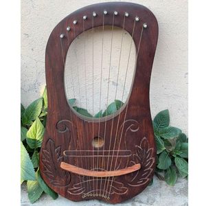 Arpa de Lira de Metal de 10 cuerdas hecha a mano con llave de afinación y Bolsa, accesorio de instrumento Musical de palisandro con cuerdas de repuesto - Product Image 3