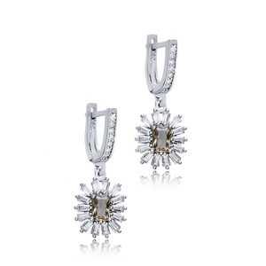 12x15mm Baguette Sultanite CZ Pierre Dangle Boucle D'oreille En Argent Sterling 925 En Gros Fine Jewelry Turc - Product Image 3