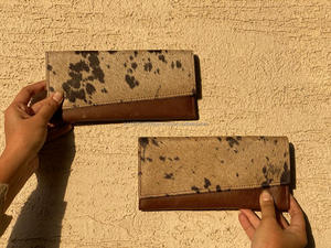 ใหม่กระเป๋าสตางค์หนังแฮนด์เมดแท้แบบใหม่สำหรับผู้หญิงกระเป๋าสตางค์แบบบางกระเป๋าสตางค์หนังสแนปหนังขนสัตว์กระเป๋าสตางค์หนังวัวแท้ - Product Image 2