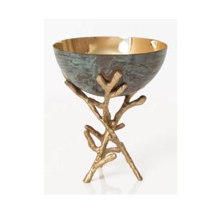 Cuenco de madera con metal de diseño Cuenco de madera decorativo antiguo de alta calidad con base de metal Respetuoso con el medio ambiente - Product Image 2