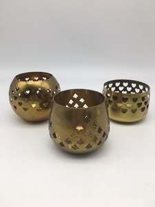 Bronze <b>Tree</b> Cutout Hurricane Candle Holder Set of 2 for Diwali and Home <b>Decor</b> Elegant Lanterns for Festive Lighting - Product Image 3