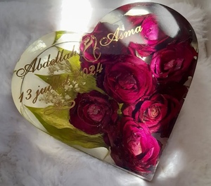 Carte de mariage musulmane en résine personnalisée et cadre d'incrustation florale fait à la main 2025 cadeau de vacances - Product Image 1