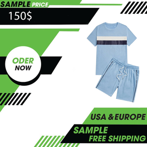 ชุดวอร์ม2ชิ้นสำหรับผู้ชายและผู้หญิงเสื้อยืดตัดเย็บและกางเกงขาสั้นสไตล์ใหม่ออกแบบได้ตามที่ต้องการ - Product Image 6