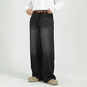 กางเกงยีนส์ผู้ชายทรงตรงขากว้างสไตล์วินเทจคุณภาพสูงแบบ OEM สตรีทแวร์สั่งทำพิเศษ ผ้าหนา ซักแบบวินเทจ - Product Image 4