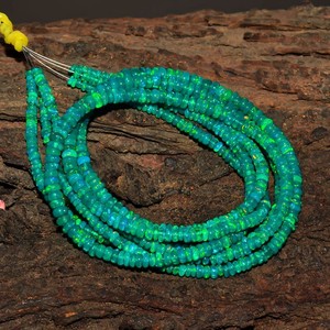 Cuentas de piedras preciosas de ópalo verde etíope natural liso Rondelle, cuentas de ópalo de 3-5mm para suministros de joyería por fabricante indio - Product Image 2