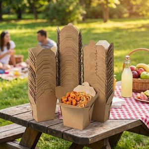 Caja de Papel Kraft Desechable para Fideos, Contenedor de Fideos para Llevar a Prueba de Fugas, Caja de Papel de Grado Alimenticio, Caja de Alimentos con Logotipo Personalizado, Empaque de Alimentos - Product Image 1
