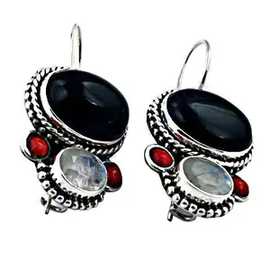 Pendientes de Plata de Ley 925 con Ónix y Piedra Lunar en Forma de Gota de Agua, Joyería con Gemas de Oro de 14K y 18K, Rubí y Diamante para Mujer - Product Image 3